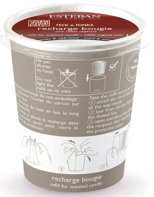 ESTEBAN Recharge pour bougie parfumée 180g - Teck et Tonka