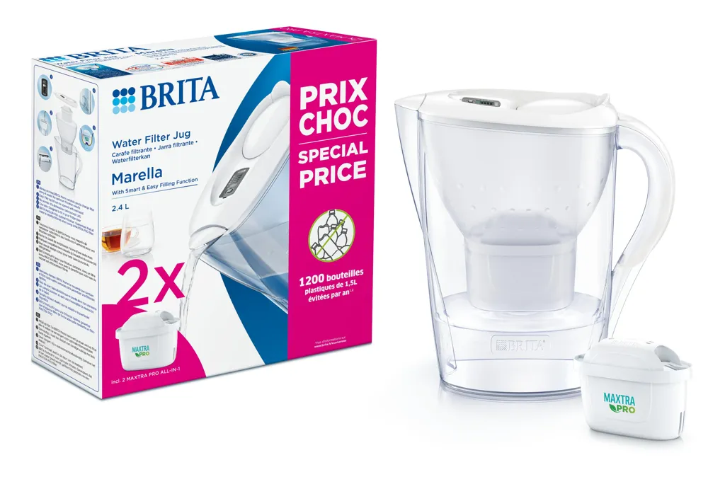 BRITA Carafe Filtrante Marella Cool White + 2 cartouches Maxtra Pro All-in-1