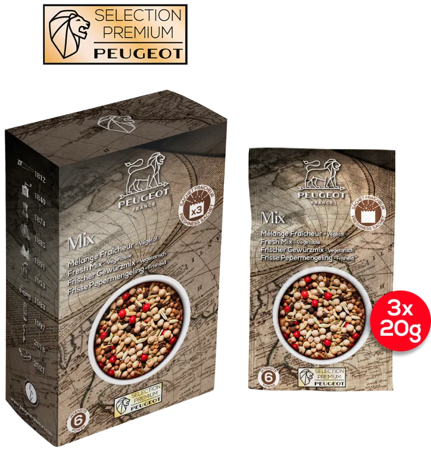 PEUGEOT Mélange de poivres pour poissons - Mix fraîcheur - 60g (3x20g)