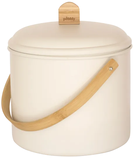 PEBBLY Seau à compost d'intérieur en acier - 3,5 L - Blanc