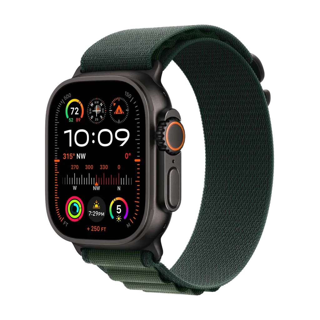 APPLE Watch Ultra 2 LTE - 49 mm - Titane Noir - Alpine Vert foncé - S