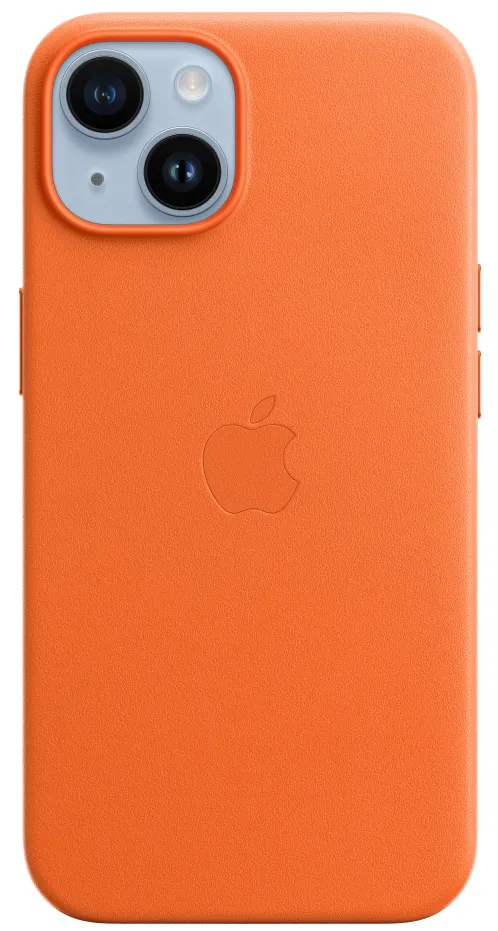 APPLE Coque en cuir avec MagSafe pour iPhone 14 plus - Orange