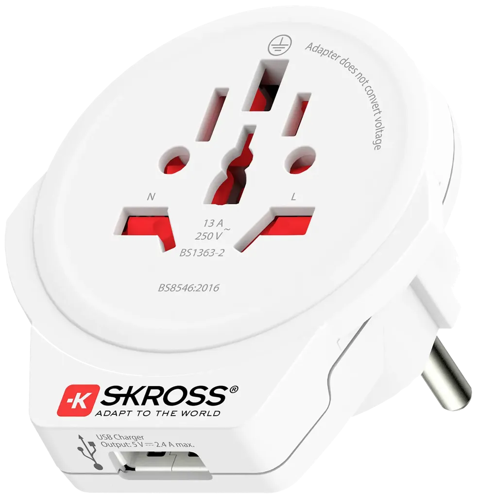 SKROSS Adaptateur de voyage World to Europe USB