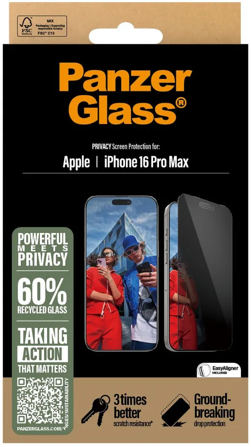 PANZERGLASS Protection écran Privacy pour iPhone 16 Pro Max