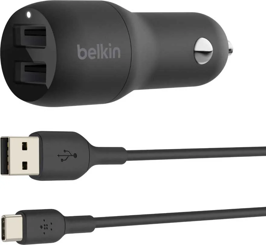 BELKIN Chargeur de voiture BOOST↑CHARGE™ - 2x USB A avec câble USB C - USB A