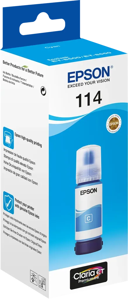 EPSON Bouteille d'encre 114 EcoTank - 70 ml. - Cyan