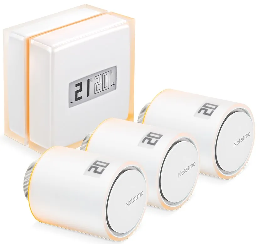 NETATMO Kit Thermostat Intelligent + 3 Têtes Thermostatiques Intelligentes
