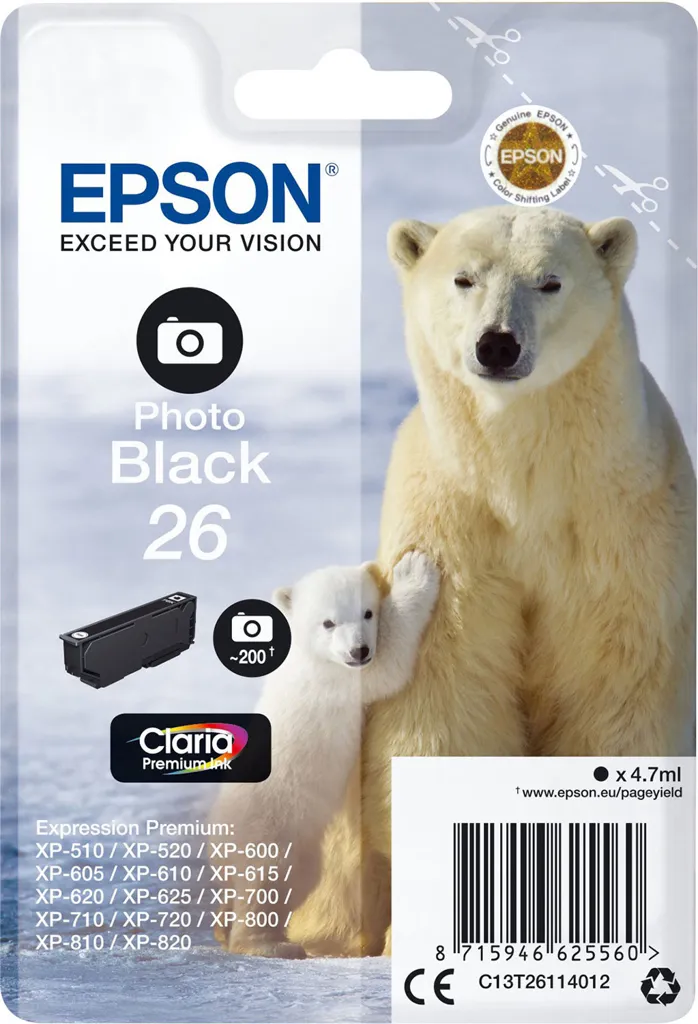 EPSON 26 Photo Noir - Cartouche d'encre