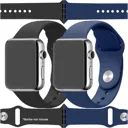 IBROZ 2 x Bracelets Sport Apple Watch 7, 6, SE, 5, 4, 3 - Bleu & Noir