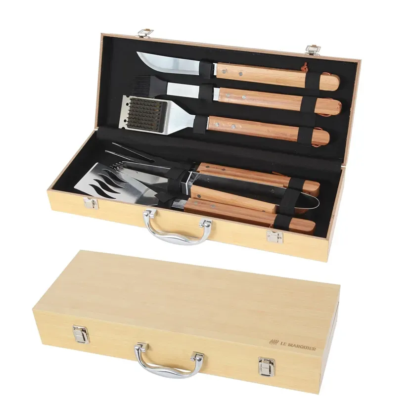 LE MARQUIER MALLETTE 6 USTENSILES BARBECUE BAMBOU