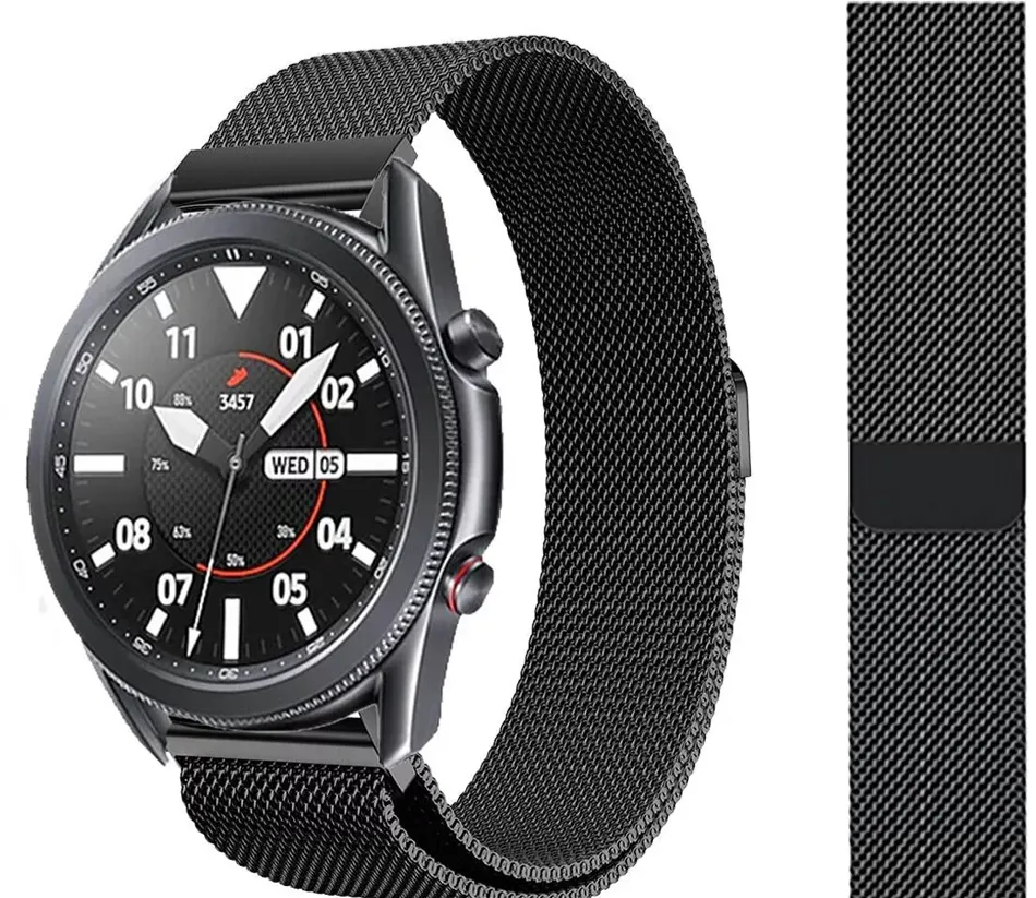 IBROZ Bracelet Universel pour Montre connectée - 22mm - Acier - Noir