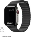 IBROZ Bracelet pour Montre connectée Apple Watch 7, 6, SE, 5, 4 - 42/44/45mm - Cuir - Noir