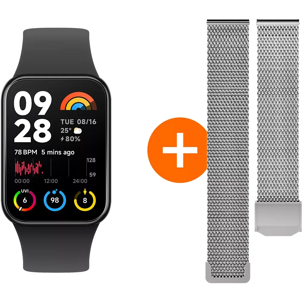 XIAOMI Smartwatch Mi Band 8 Pro + Bracelet maille Milano