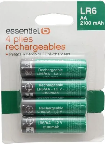 Piles rechargea ESSENTIELB LR06 AA Lot 4