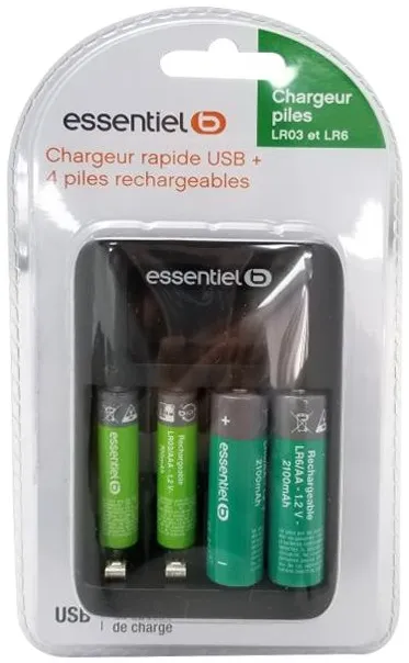 Chargeur ESSENTIELB +LR06 AA x2 2100NimH
