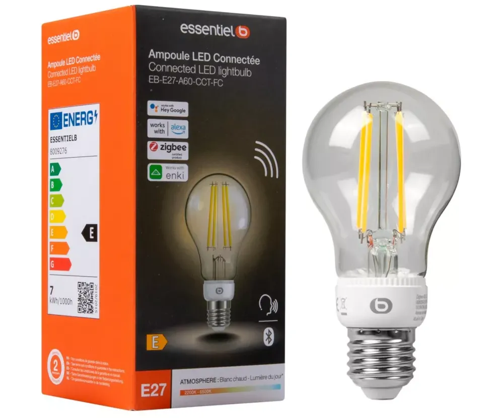 ESSENTIEL-B Ampoule connectée E27 Filament Nuances de Blanc - Classique