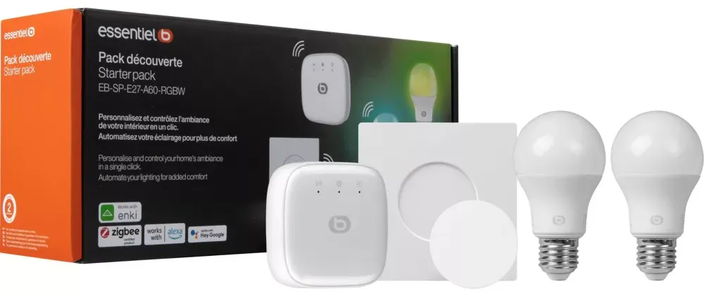 ESSENTIEL-B Pack ampoules connectées Découverte Blancs & Couleurs - E27