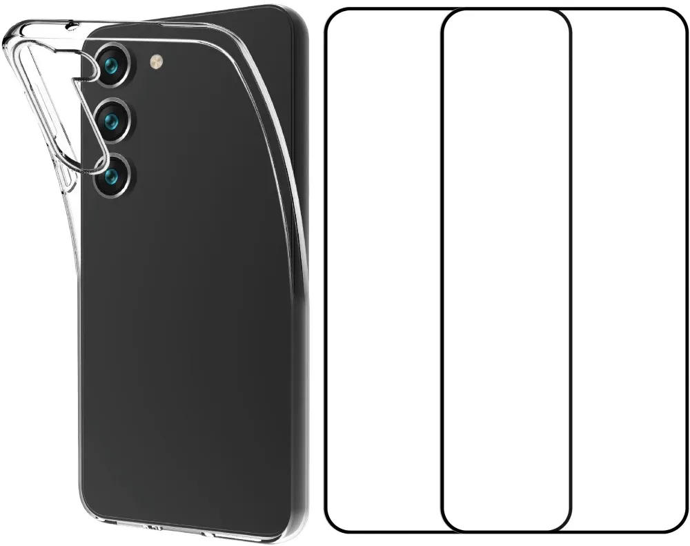 ESSENTIEL-B Coque + 2 Verres Trempés - Samsung Galaxy S23 - Transparent
