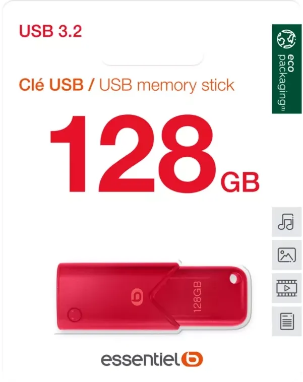 ESSENTIEL-B Clé USB 3.0 - 128Go - Rouge
