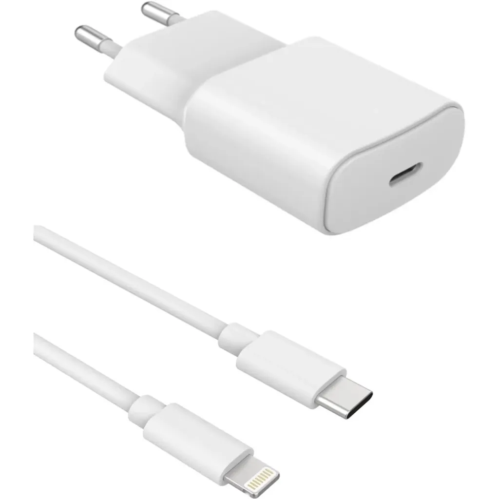 ESSENTIEL-B Chargeur secteur USB-C 20 W + cable Lightning - Blanc