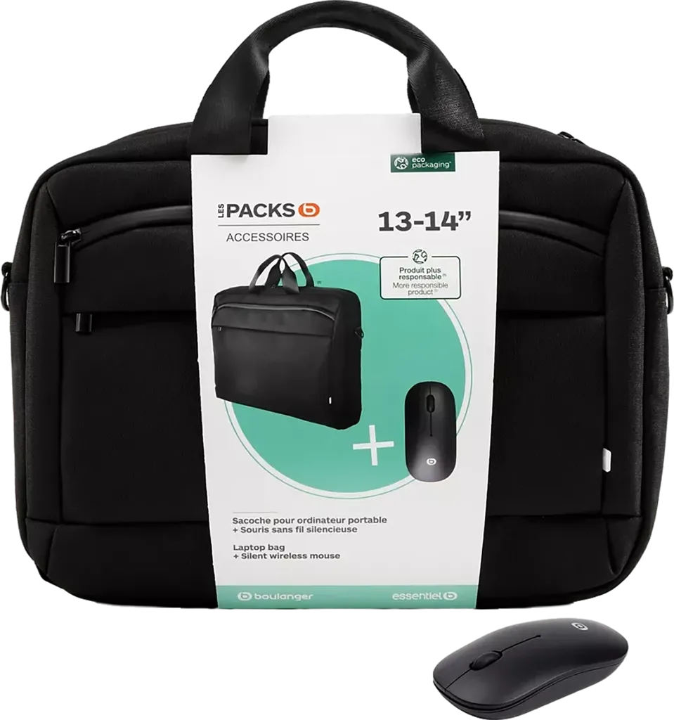 ESSENTIEL-B Sacoche 13-14'' Urban + Souris sans fil - Noir