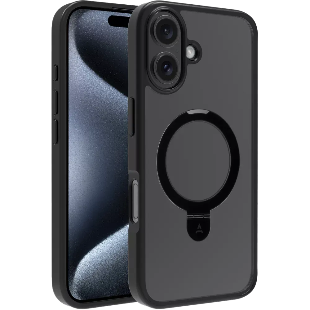 ADEQWAT Coque magnétique avec stand pour iPhone 16 Plus - Noir