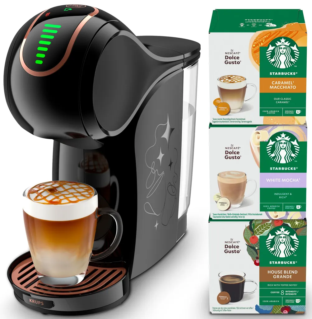 KRUPS Machine à café Nescafé Dolce Gusto Genio S YY5663FD + 3 boites de capsules Starbucks