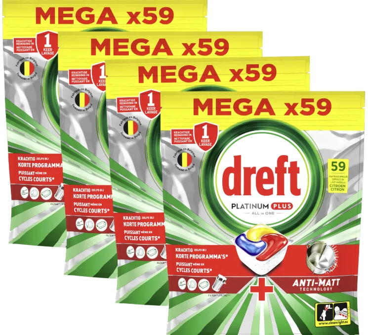 Pods Dreft - 1 an - Lave vaisselle WHIRLPOOL (4 x 59 pods Dreft)