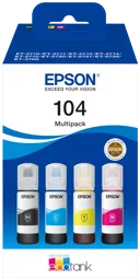 EPSON Multipack Bouteilles EcoTank 104 - Noir + 3 couleurs