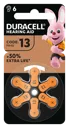 DURACELL Piles Auditives Zinc-Air type 13, Lot de 6 piles
