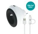 WATT&CO Prise avec Chargeur USB Réversible  - Noir