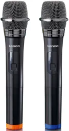 LENCO 2 Microphones sans fil avec récepteur 6,3mm - MCW-020BK - Noir