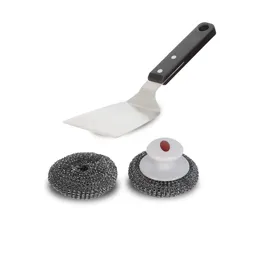 LE MARQUIER Kit nettoyage barbecue/plancha - Spatule + boules inox