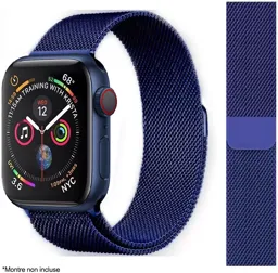 IBROZ Bracelet pour Montre connectée Apple Watch 8, 7, 6, SE, 5, 4, 3 - 42/44/45/49mm - Acier - Bleu