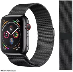 IBROZ Bracelet pour Montre connectée Apple Watch 8, 3, 2, 1 - 38/40/41mm - Acier - Noir