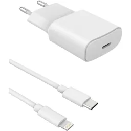 ESSENTIEL-B Chargeur secteur USB-C 20 W + cable Lightning - Blanc