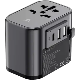 ADEQWAT Adaptateur de voyage Universel 4-en-1 - 30W - Noir